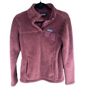 Patagonia Re-Tool Burgundy Fuzzy Fleece 3/4 Snap-T Pullover Jacket Size XS